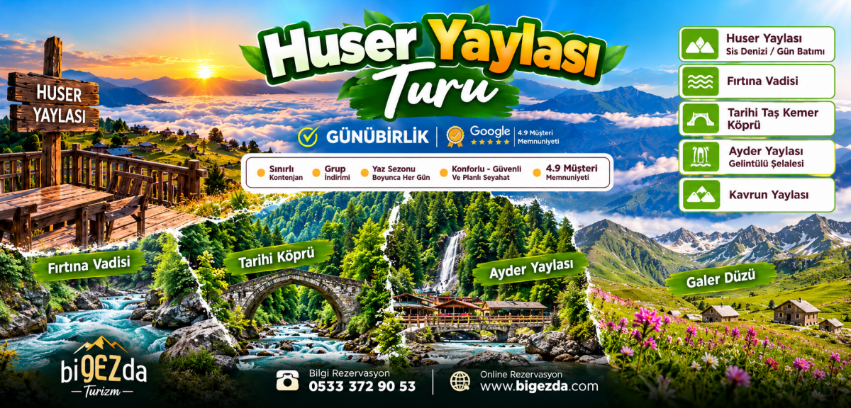 Günübirlik Huser Yaylası Turu - Rize Trabzon Çıkışlı | Sis Denizi Deneyimi